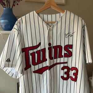 Majestic Minnesota Twins #33 Morneau Vintage Jersey Made in Korea Signed